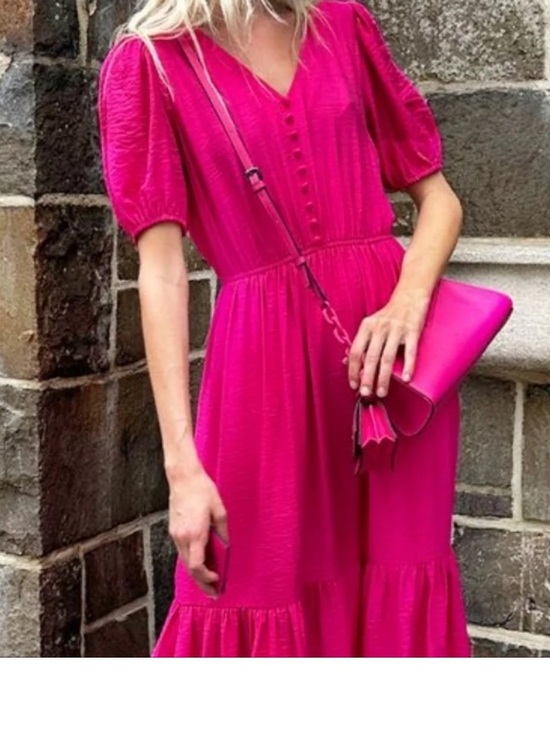Simply Vera Vera Wang Dresses & Skirts - Simply Vera Vera Wang Hot Pink Maxi Dress with Button Bodice